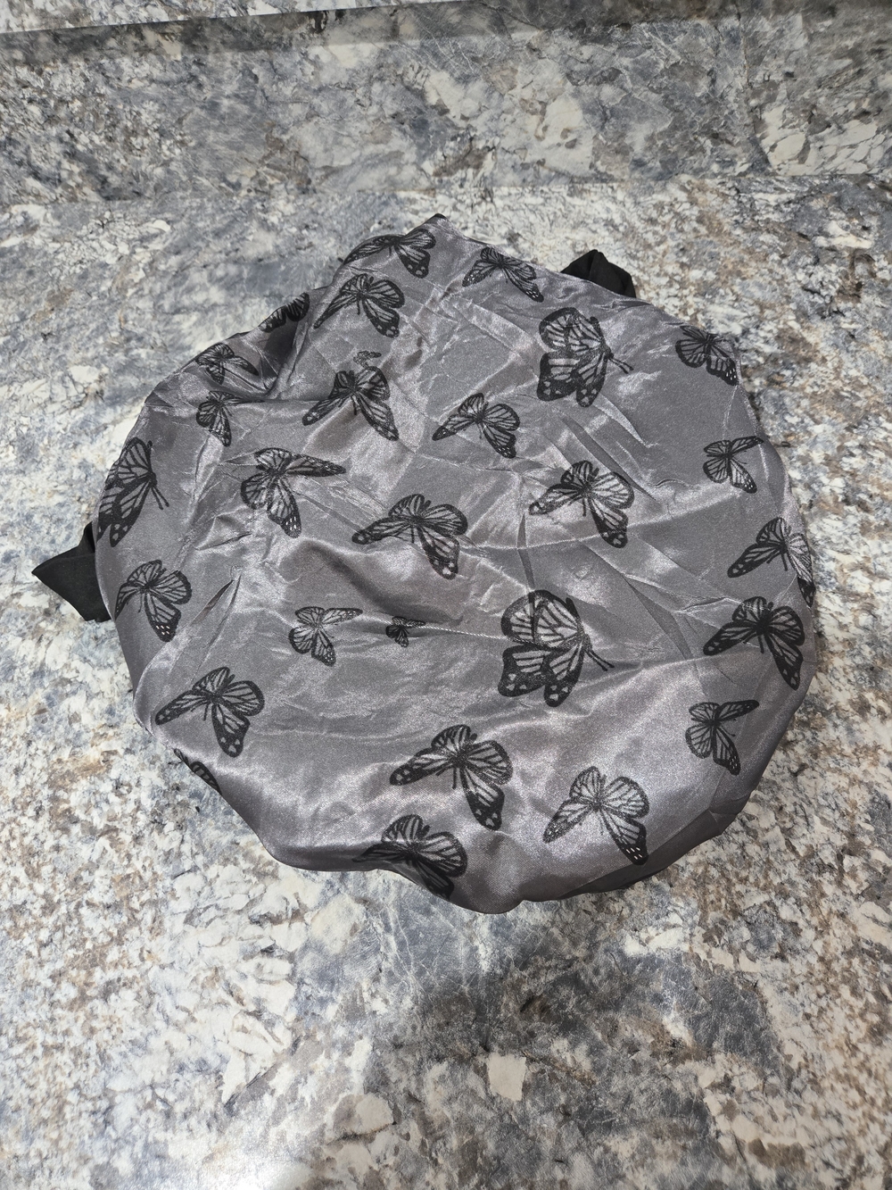 Gray Butterfly Print Bonnet